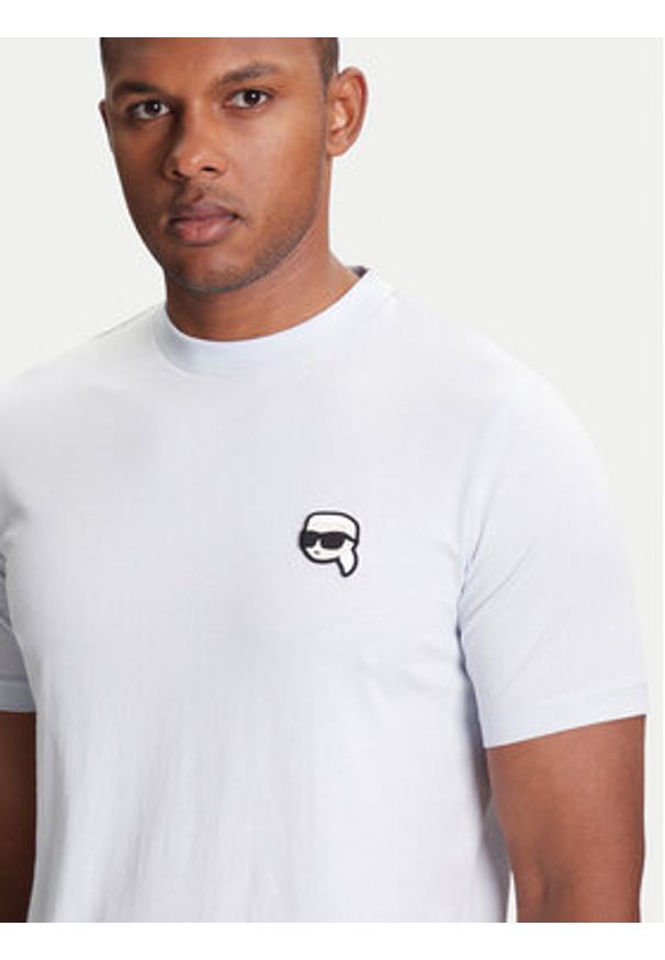 Karl Lagerfeld - KARL LAGERFELD T-Shirt 755710 553224 Turkusowy Slim Fit. Typ kołnierza: dekolt w karo. Kolor: turkusowy. Materiał: bawełna