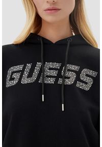 Guess - GUESS Сzarna bluza z kapturem damska z cyrkoniami Primula, Rozmiar L. Typ kołnierza: kaptur. Kolor: czarny #2