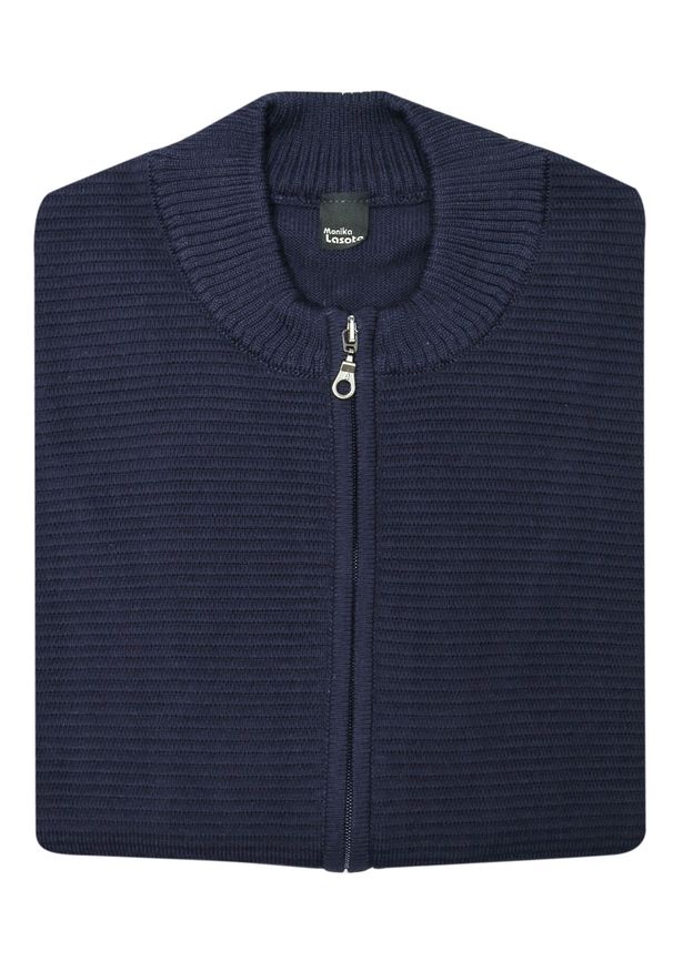 M. Lasota - polski producent - Granatowy sweter rozpinany na zamek SW52. Kolor: niebieski. Materiał: akryl, bawełna, materiał