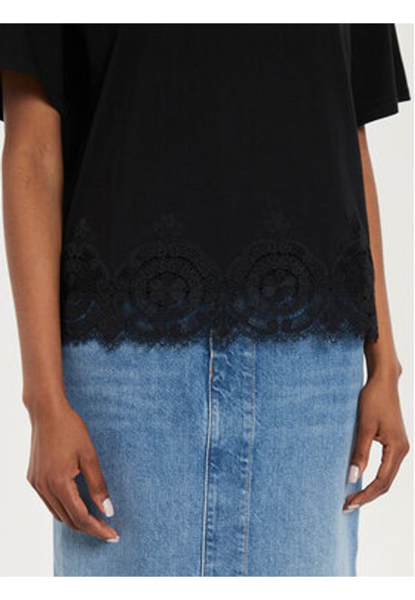 TwinSet - TWINSET T-Shirt 242TP2510 Czarny Loose Fit. Kolor: czarny. Materiał: bawełna