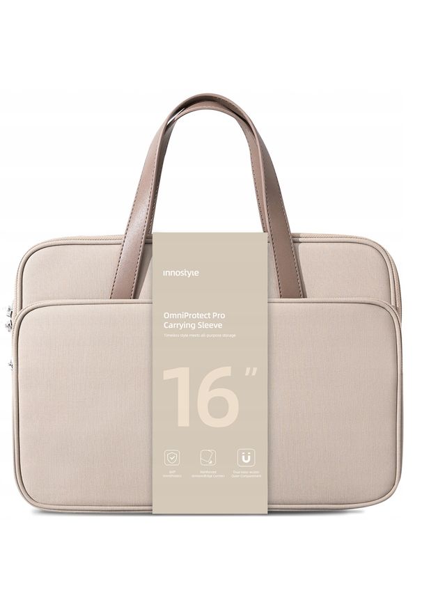 Innostyle - INNOSTYLE DAMSKA TORBA NA LAPTOPA 15 6 16 WODOODPORNA OMNIPROTECT PRO BEŻOWA. Kolor: beżowy
