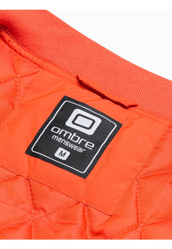 Ombre Clothing - Kurtka męska przejściowa C538 - ceglasta - XXL. Kolor: czerwony. Materiał: poliester