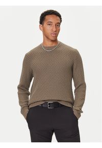 Hugo - HUGO Sweter Syer 50546995 Beżowy Regular Fit. Kolor: beżowy. Materiał: bawełna