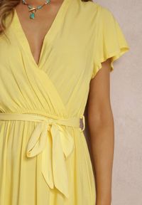 Renee - Żółta Sukienka Metia. Kolor: żółty. Materiał: tkanina, materiał. Wzór: gładki, geometria. Długość: maxi #4