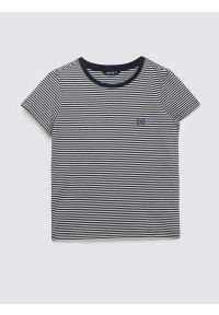 Big-Star - Koszulka damska w paski z haftem granatowa Zenaisa 403. Okazja: na co dzień. Kolor: niebieski. Materiał: jeans, dzianina. Wzór: haft, paski. Styl: casual, klasyczny #1