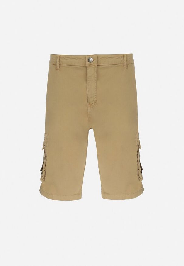 Born2be - Ciemnobeżowe Bawełniane Szorty Cargo Valesha. Kolor: beżowy. Materiał: bawełna