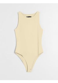 Sinsay - Body na ramiączkach z okrągłym dekoltem - żółty. Kolor: żółty. Długość rękawa: na ramiączkach #1