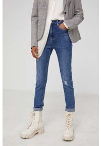 Answear Lab jeansy Premium damskie high waist. Stan: podwyższony. Kolor: niebieski. Styl: wakacyjny