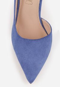 Born2be - Niebieskie Szpilki Vices ze Skórzaną Wkładką i Wycięciem z Boku Olialira. Okazja: na co dzień. Nosek buta: szpiczasty. Kolor: niebieski. Materiał: skóra. Obcas: na szpilce. Styl: wizytowy, casual, elegancki. Wysokość obcasa: średni #5
