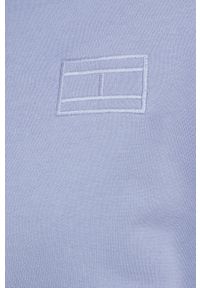 TOMMY HILFIGER - Tommy Hilfiger bluza bawełniana damska z kapturem gładka. Okazja: na co dzień. Typ kołnierza: kaptur. Kolor: niebieski. Materiał: bawełna. Długość rękawa: długi rękaw. Długość: długie. Wzór: gładki. Styl: casual #2