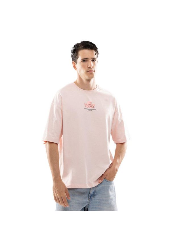 SIROKO - Męska koszulka z krótkim rękawem z bawełny organicznej Lifestyle Siroko Naia. Kolor: różowy. Materiał: bawełna. Długość rękawa: krótki rękaw. Długość: krótkie