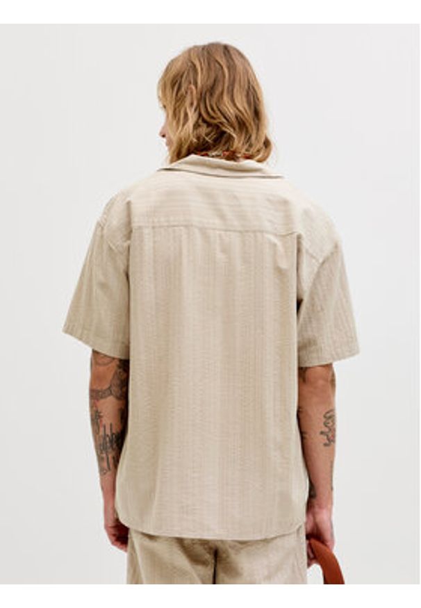 Jack & Jones Komplet koszula i szorty materiałowe Tyson 12297649 Beżowy Relaxed Fit. Kolor: beżowy. Materiał: bawełna