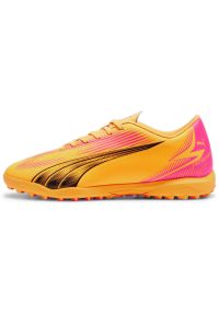 Buty piłkarskie męskie Puma Ultra Play. Zapięcie: sznurówki. Kolor: różowy, wielokolorowy, pomarańczowy. Materiał: syntetyk, materiał, guma. Szerokość cholewki: normalna. Sport: piłka nożna