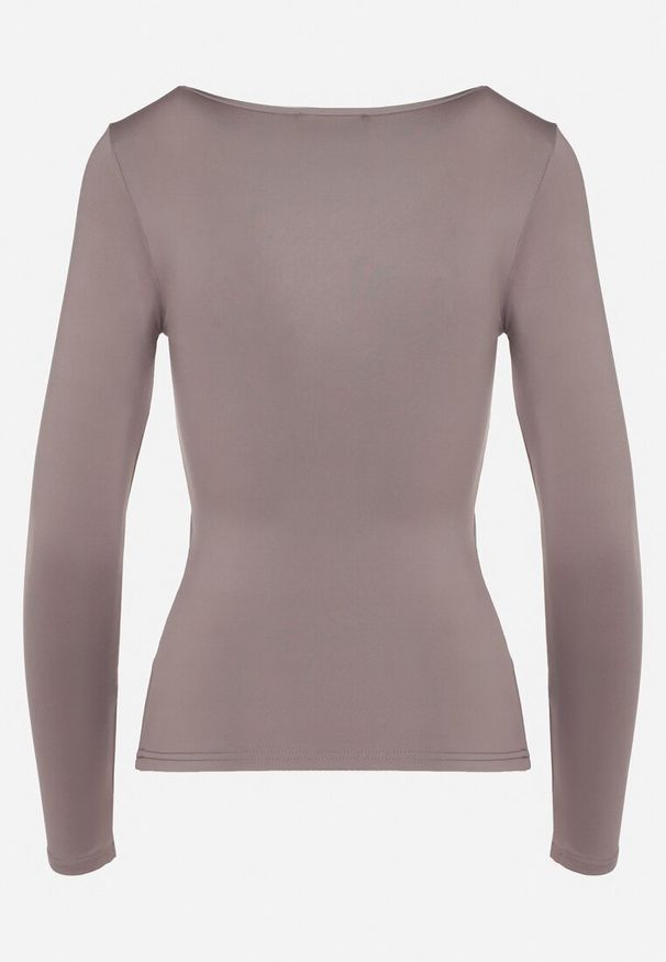 Born2be - Ciemnoszara Bluzka Alexusi. Typ kołnierza: dekolt kwadratowy. Kolor: szary. Materiał: dzianina. Długość rękawa: długi rękaw. Długość: długie. Wzór: gładki. Styl: elegancki