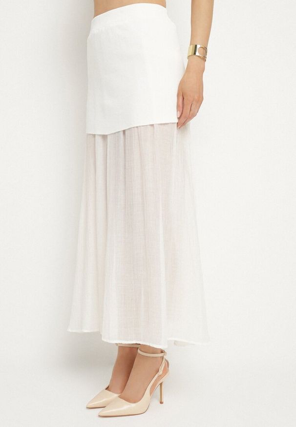 Born2be - Biały Elegancki Komplet z Kamizelką i Długą Spódnicą Wenelle. Kolor: biały