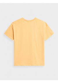 outhorn - T-shirt oversize z nadrukiem damski - żółty. Okazja: na co dzień. Kolor: żółty. Materiał: jersey, bawełna. Wzór: nadruk. Styl: casual