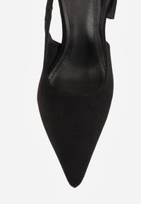 Renee - Czarne Szpilki Slingback VICES z Imitacji Zamszu z Prostokątną Klamerką Natuma. Okazja: na co dzień, na randkę, na ślub cywilny, na wesele. Zapięcie: klamry. Kolor: czarny. Materiał: zamsz. Obcas: na szpilce. Styl: casual, elegancki #6