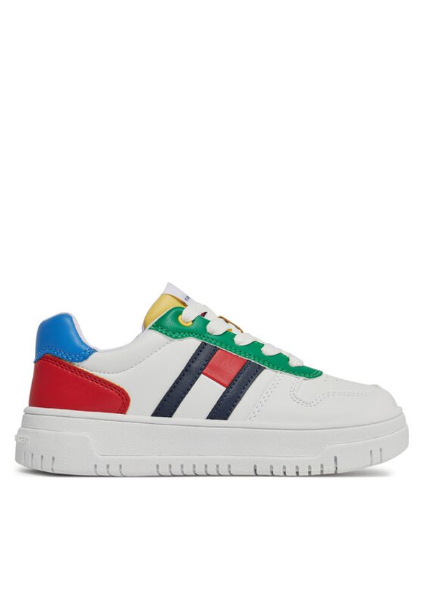 TOMMY HILFIGER - Tommy Hilfiger Sneakersy Flag Low Cut Lace-Up Sneaker T3X9-33369-1355 M Biały. Kolor: biały. Materiał: skóra