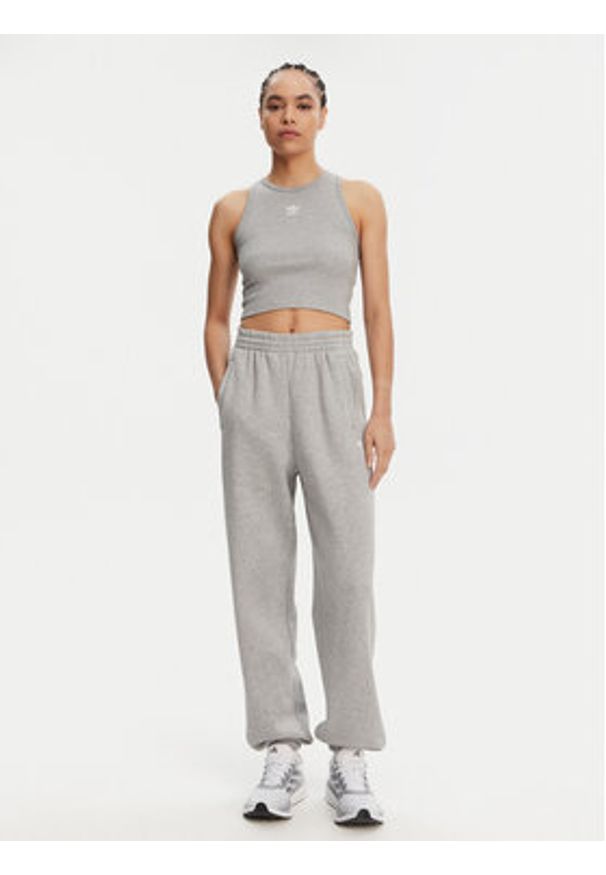 Adidas - adidas Top Essentials IY9649 Szary Slim Fit. Kolor: szary. Materiał: wiskoza, bawełna