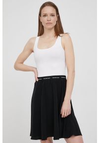 Calvin Klein Jeans sukienka kolor biały mini rozkloszowana. Kolor: biały. Długość rękawa: na ramiączkach. Typ sukienki: rozkloszowane. Długość: mini