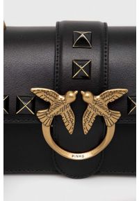 Pinko torebka skórzana kolor czarny. Kolor: czarny. Materiał: skórzane #5