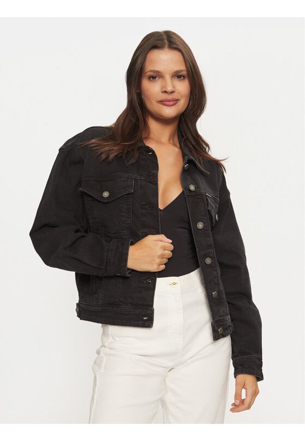 Guess Jeans Kurtka jeansowa W4BN56 D5E83 Czarny Relaxed Fit. Kolor: czarny. Materiał: bawełna