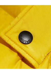 YVES SALOMON PARIS - Żółta kurtka puchowa. Kolor: żółty. Materiał: puch. Długość rękawa: długi rękaw. Długość: długie. Wzór: aplikacja