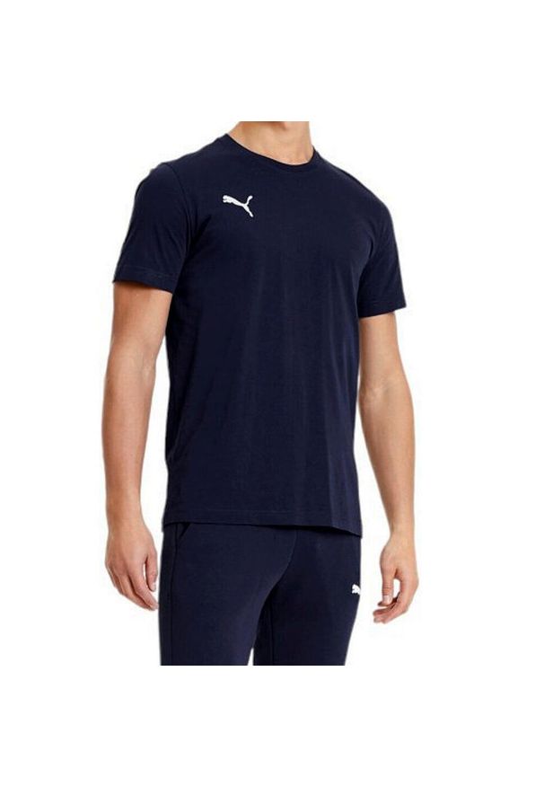 Puma - Koszulka męska sportowa granatowa logo PUMA. Kolor: niebieski