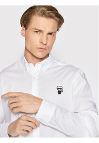 Karl Lagerfeld - KARL LAGERFELD Koszula 605911 521600 Biały Regular Fit. Typ kołnierza: dekolt w karo. Kolor: biały. Materiał: bawełna