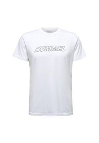 Koszulka Treningowa Męska T-shirt Hummel Callum Cotton. Kolor: biały. Materiał: bawełna, jersey, poliester, materiał. Wzór: nadruk