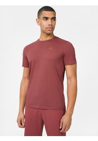 4f - T-shirt regular gładki męski. Kolor: różowy. Materiał: bawełna. Wzór: gładki