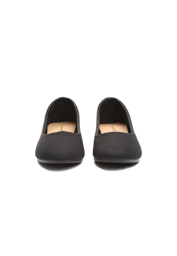 Born2be - Czarne Matowe Balerinki Diamont Heart. Nosek buta: okrągły. Kolor: czarny. Styl: sportowy