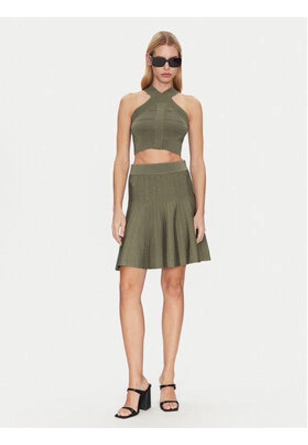 Guess Spódnica mini W5GD0U Z2XY0 Zielony Regular Fit. Kolor: zielony. Materiał: wiskoza
