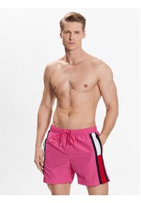 TOMMY HILFIGER - Tommy Hilfiger Szorty kąpielowe UM0UM02730 Różowy Slim Fit. Kolor: różowy. Materiał: syntetyk