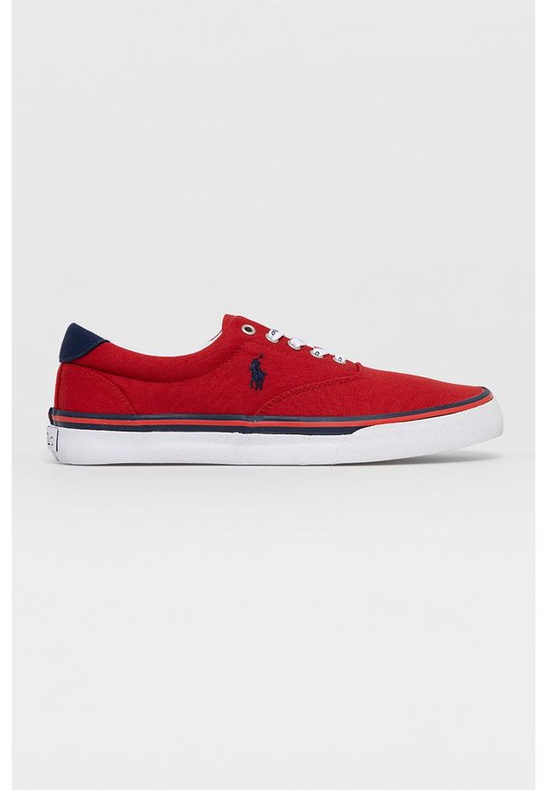 Polo Ralph Lauren Tenisówki męskie kolor czerwony. Nosek buta: okrągły. Zapięcie: sznurówki. Kolor: czerwony. Materiał: guma