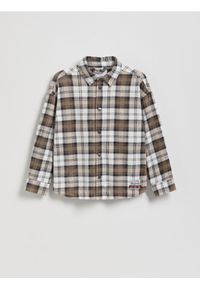 Reserved - Koszula w kratę - beżowy. Kolor: beżowy. Materiał: tkanina #1