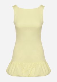 Born2be - Żółty Taliowany Kombinezon Ozdobiony Falbanką Semiriela. Okazja: na co dzień. Kolor: żółty. Wzór: aplikacja. Styl: casual, klasyczny #5