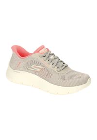 skechers - Kapcie SKECHERS GO WALK FLEX SAFIYA Beżowy. Kolor: brązowy. Materiał: tkanina. Model: Skechers Sport