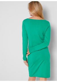 Sukienka dzianinowa bonprix zieleń trawiasta. Kolor: zielony. Materiał: dzianina. Długość rękawa: długi rękaw. Wzór: gładki #5