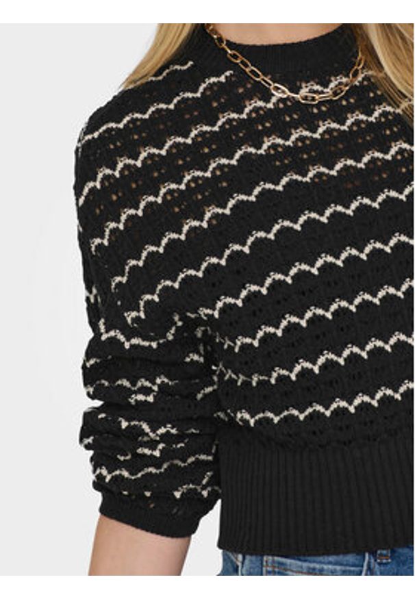 only - ONLY Sweter Asa 15310527 Czarny Regular Fit. Kolor: czarny. Materiał: bawełna, syntetyk
