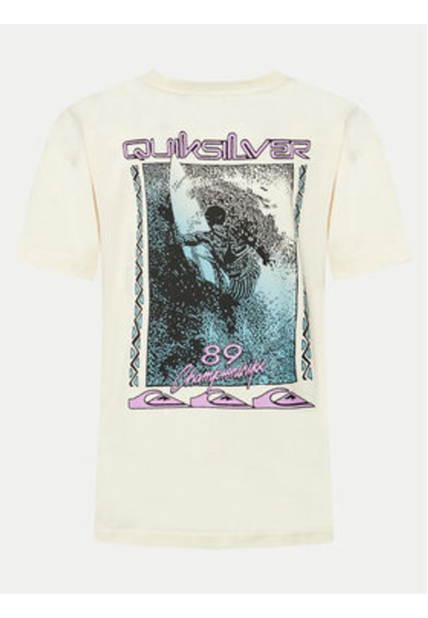 Quiksilver T-Shirt Back Flash EQYZT07605 Écru Regular Fit. Materiał: bawełna