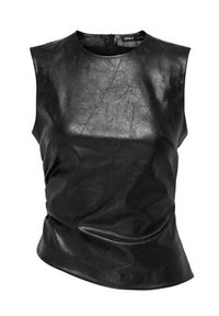 only - ONLY Bluzka Mone 15360230 Czarny Slim Fit. Kolor: czarny. Materiał: skóra #6