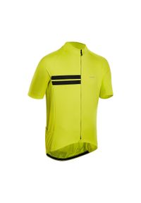 TRIBAN - Koszulka rowerowa Triban RC100. Kolor: zielony, wielokolorowy, czarny, żółty. Materiał: materiał, poliester, elastan #1
