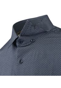 Taliowana Koszula Męska - Victorio - Drobny Wzór, Granat. Kolor: niebieski. Materiał: elastan, bawełna. Styl: elegancki #7