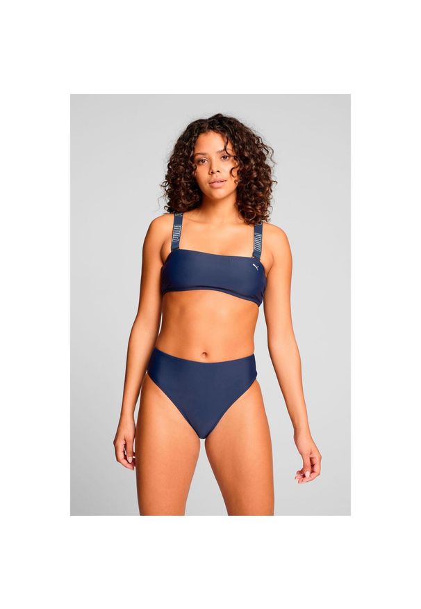 Puma - Dół od bikini z wysokim stanem, granatowe. Stan: podwyższony. Kolor: niebieski. Materiał: poliester