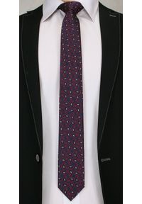 Modny Męski Krawat, Wzór PAISLEY - 6 cm - Angelo di Monti- Granatowo-Bordowy. Kolor: niebieski. Wzór: paisley