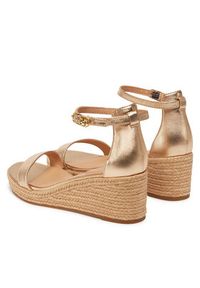 TOMMY HILFIGER - Tommy Hilfiger Espadryle Th Metallic Mid Wedge Espadrille FW0FW08663 Złoty. Kolor: złoty. Materiał: skóra