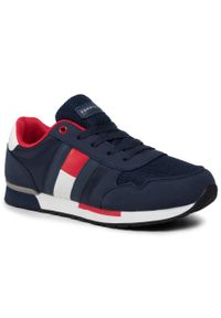 TOMMY HILFIGER - Sneakersy Tommy Hilfiger Low Cut Lace-Up Sneaker T3B4-30482-0732800 Blue 800. Kolor: niebieski. Materiał: materiał