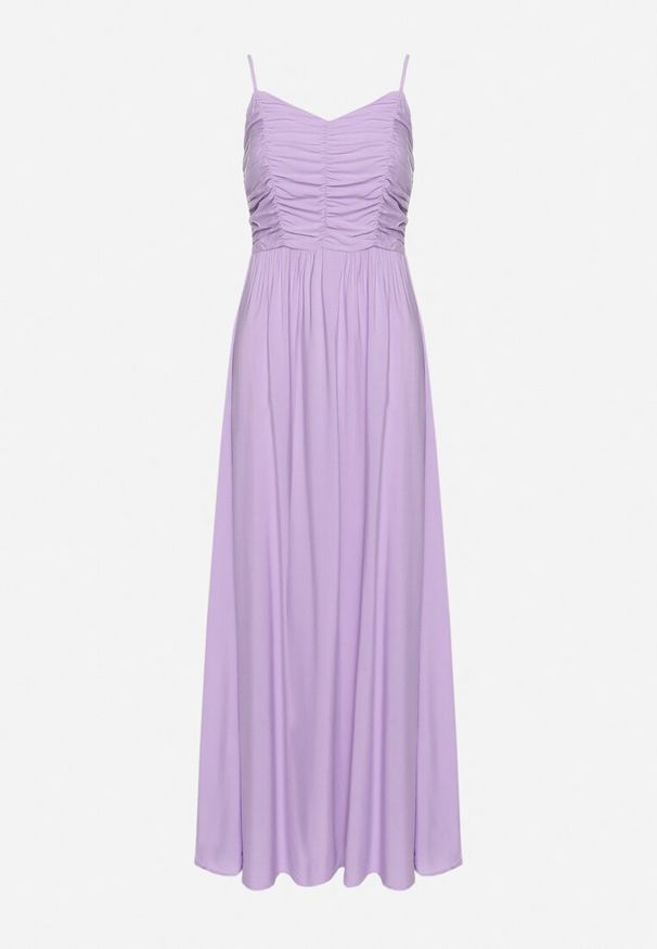 Born2be - Fioletowa Rozkloszowana Wiskozowa Sukienka na Cienkich Regulowanych Ramiączkach Canelsea. Okazja: na co dzień. Kolor: fioletowy. Materiał: wiskoza. Długość rękawa: na ramiączkach. Styl: casual