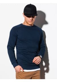 Ombre Clothing - Bluza męska bez kaptura B1217 - granatowa - XXL. Typ kołnierza: bez kaptura. Kolor: niebieski. Materiał: bawełna, poliester #2